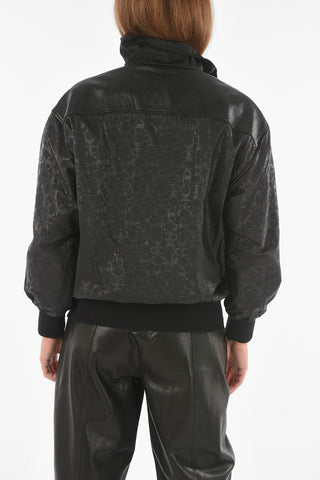 CHAMPION All Over Logo Windbreaker with Leather Details