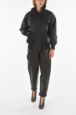 CHAMPION All Over Logo Windbreaker with Leather Details