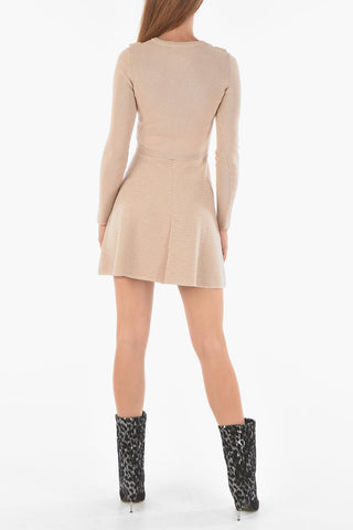 Vestito in Maglia a Maniche Lunghe con Rouche