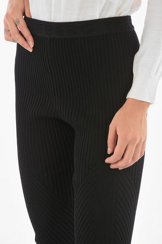 Ribbed Bodycon Leggings with Logoed Band at the Waist