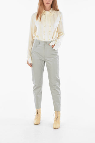 Leather 5-pocket Lined Pants