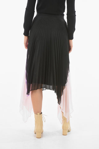 Pleated Two-Tone Asymmetrical Cut Skirt