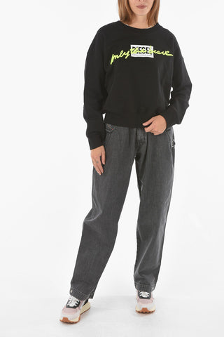 Crew Neck F-MAGDA-V50 Sweatshirt with Print and Embroidery