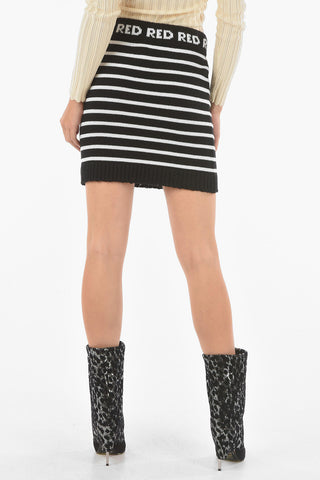 Striped Wool Blend Knitted Mini Skirt