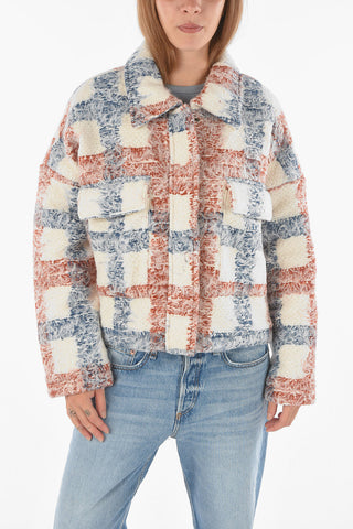 Giubbotto Utility Plaid con Abbottonatura Nascosta