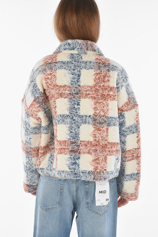 Giubbotto Utility Plaid con Abbottonatura Nascosta