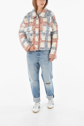 Giubbotto Utility Plaid con Abbottonatura Nascosta