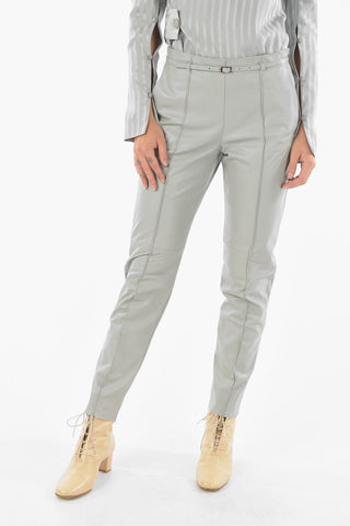 Leather Single-pleated Pants with Belt