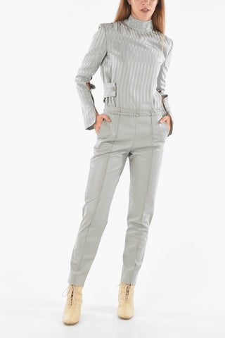 Leather Single-pleated Pants with Belt