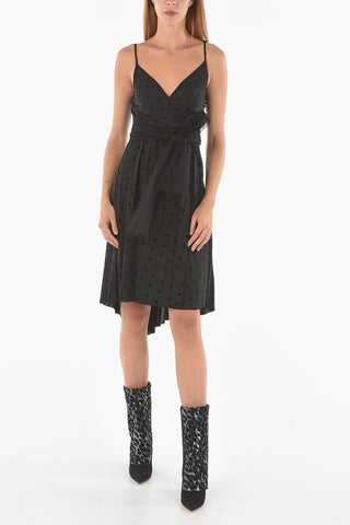 Sleeveless Dress With Tulle Ribbon and Pattern 
