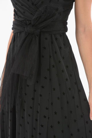 Sleeveless Dress With Tulle Ribbon and Pattern 