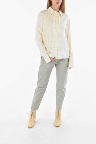 Tone-on-tone Pinstriped Shirt with Double Button closure
