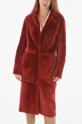 Cappotto Shearling Reversibile in Pelle a Tinta Unita