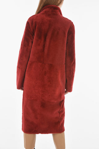Cappotto Shearling Reversibile in Pelle a Tinta Unita