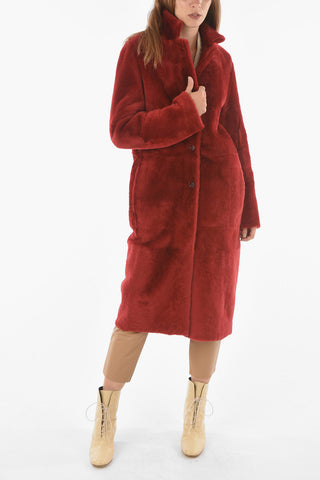 Cappotto Shearling Reversibile in Pelle a Tinta Unita