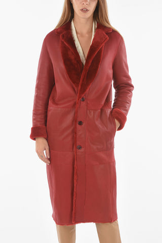 Cappotto Shearling Reversibile in Pelle a Tinta Unita