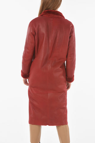 Cappotto Shearling Reversibile in Pelle a Tinta Unita