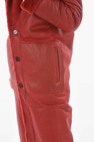 Cappotto Shearling Reversibile in Pelle a Tinta Unita