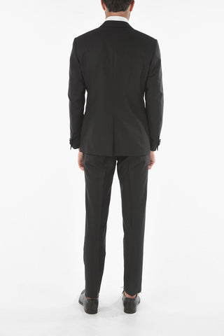 Virgin Wool Silk CERIMONY ACADEMY 3-piece Suit with Peak Lapel