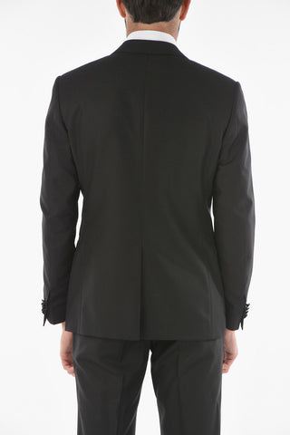 Virgin Wool Silk CERIMONY ACADEMY 3-piece Suit with Peak Lapel
