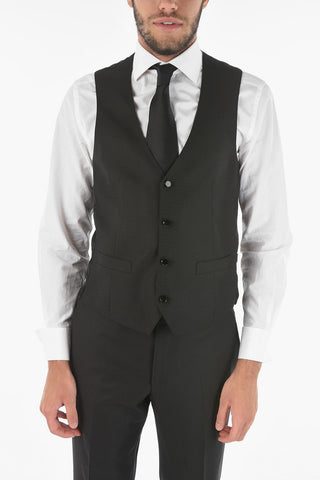 Virgin Wool Silk CERIMONY ACADEMY 3-piece Suit with Peak Lapel