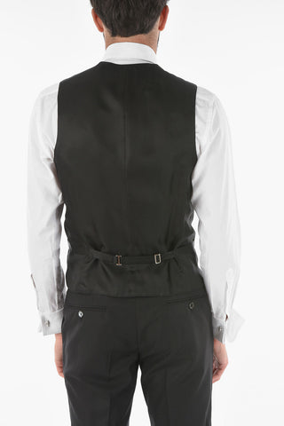 Virgin Wool Silk CERIMONY ACADEMY 3-piece Suit with Peak Lapel