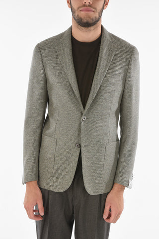 Basket Weaved Cashmere GATE Blazer with Notch Lapel