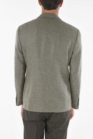Basket Weaved Cashmere GATE Blazer with Notch Lapel