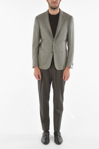 Basket Weaved Cashmere GATE Blazer with Notch Lapel