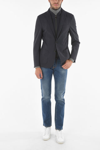 Blazer in Tessuto Elasticizzato con Chest Piece Removibile