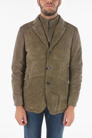ID Suede Down Jacket with Removable Chest Piece