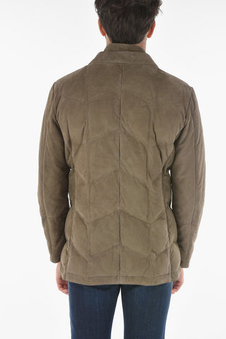 ID Suede Down Jacket with Removable Chest Piece