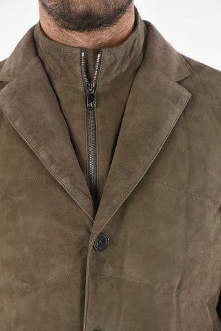 ID Suede Down Jacket with Removable Chest Piece