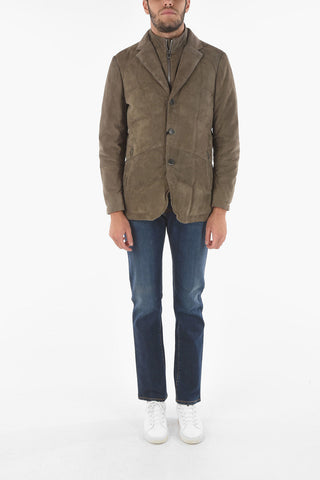 ID Suede Down Jacket with Removable Chest Piece
