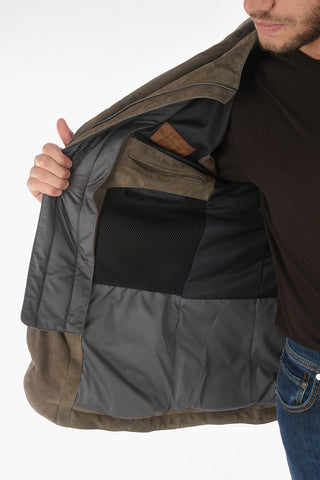 ID Suede Down Jacket with Removable Chest Piece
