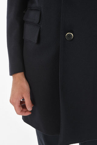 ID Notch Lapel Coat with Zip and Buttons Double Closure