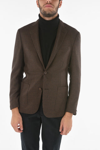 Houndstoothed GATE Blazer with Notch Lapel
