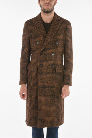 CC COLLECTION Virgin Wool Blend Double-breasted Coat with Iconic Beetle Brooch