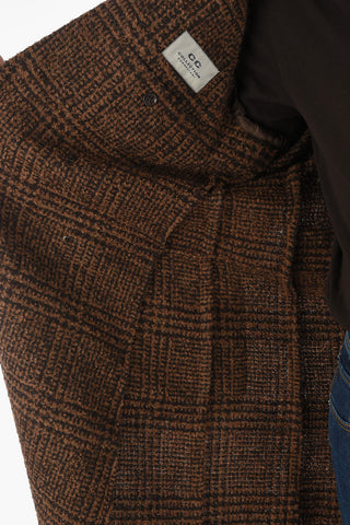 CC COLLECTION Virgin Wool Blend Double-breasted Coat with Iconic Beetle Brooch