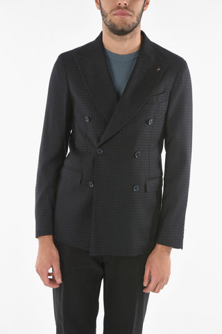 CC COLLECTION Houndstoothed REWARD Double-breasted Blazer with Peak Lapel