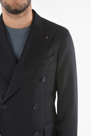 CC COLLECTION Houndstoothed REWARD Double-breasted Blazer with Peak Lapel