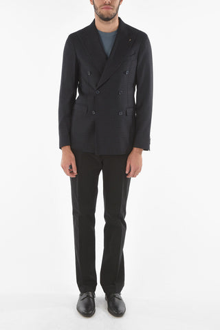 CC COLLECTION Houndstoothed REWARD Double-breasted Blazer with Peak Lapel