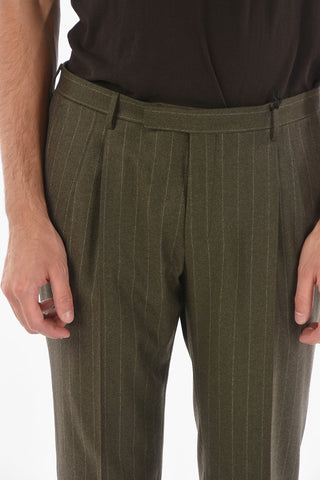 CC COLLECTION Virgin Wool Chalkstriped Pants with Double Pleat