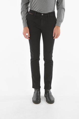 ID LUXURY DENIM Denim 5-pocket Pants with Leather Details