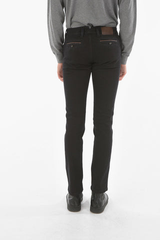 ID LUXURY DENIM Denim 5-pocket Pants with Leather Details