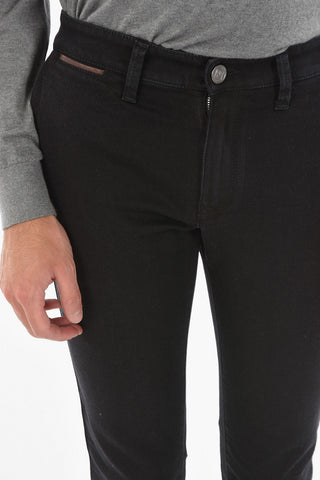 ID LUXURY DENIM Denim 5-pocket Pants with Leather Details