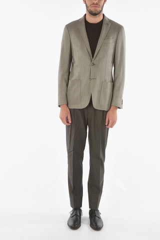 CC COLLECTION Herringbone Patterned RIGHT Blazer with Iconic Beetle Brooch