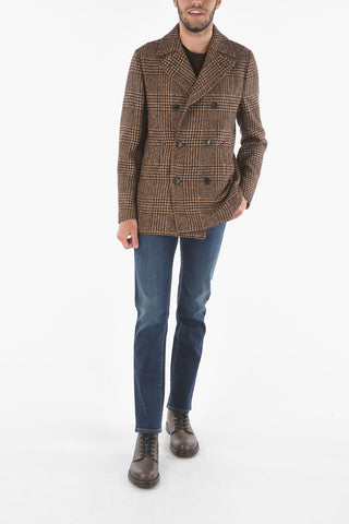 Cappotto Peacoat Doppiopetto in Motivo Principe di Galles