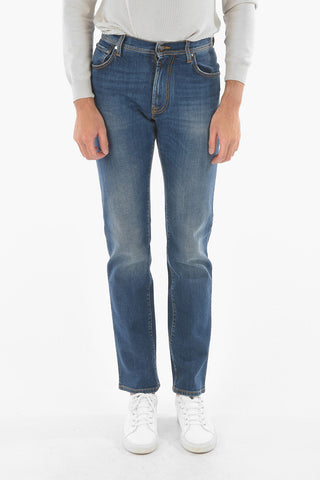 ID Mid-wash 5-pocket Jeand with Visibile Stitchings