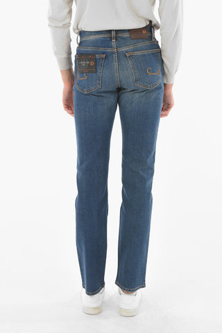 ID Mid-wash 5-pocket Jeand with Visibile Stitchings